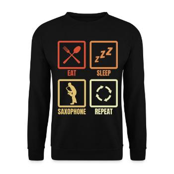 Eat Sleep Saxophone Repeat - Unisex Sweatshirt - black - Front - Alina (178cm) & Michal (187cm)
