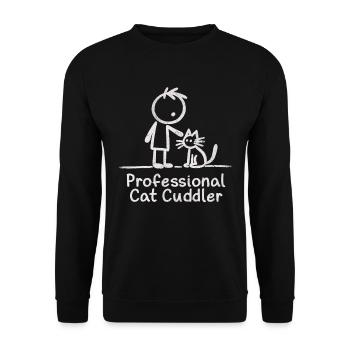 Professional Cat Cuddler - Feline Love Design - Unisex Sweatshirt - black - Front - Alina (178cm) & Michal (187cm)