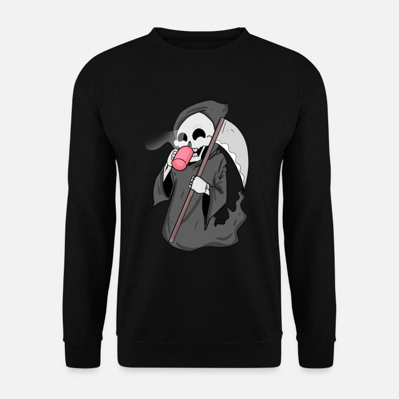 Sensenmann mit Kaffee - Unisex Pullover - Schwarz