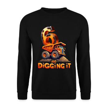 Aufregendes Orange-bagger-spaßdesign Zum 6. - Unisex Pullover - Schwarz - Vorne - Alina (178cm) & Michal (187cm)