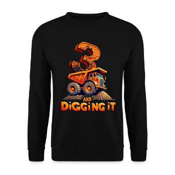 Drôle 3e anniversaire de l’amant de la construction pelle orange - Sweat-shirt Unisexe - noir - Devant - Alina (178cm) & Michal (187cm)