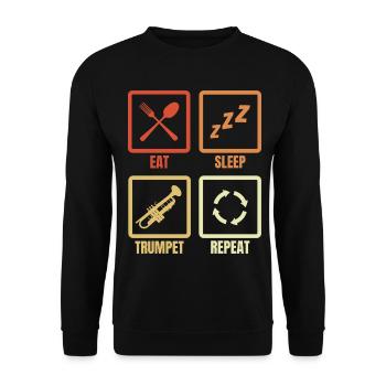 Manger Sommeil Trompette Répéter - Sweat-shirt Unisexe - noir - Devant - Alina (178cm) & Michal (187cm)