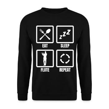 Eat Sleep Flute Repeat - Unisex Sweatshirt - black - Front - Alina (178cm) & Michal (187cm)