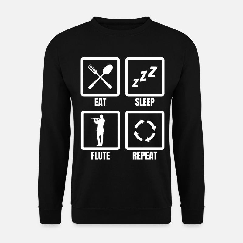 Essen Schlafen Flöte Wiederholen - Unisex Pullover - Schwarz