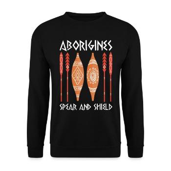 Aborigines Spear Shield - Unisex Pullover - Schwarz - Vorne - Alina (178cm) & Michal (187cm)