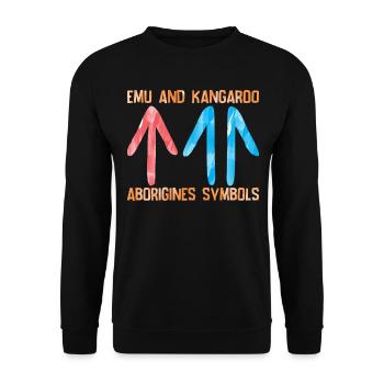Emu Kangaroo Aborigines - Unisex Pullover - Schwarz - Vorne - Alina (178cm) & Michal (187cm)