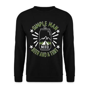 simple man Need beer and a tent - Unisex Sweatshirt - black - Front - Alina (178cm) & Michal (187cm)