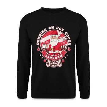 with hot cocoa and sarcasm - Unisex Sweatshirt - black - Front - Alina (178cm) & Michal (187cm)