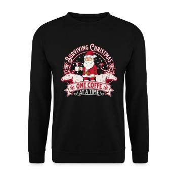 Survivre à Noël – Amateur de café - Sweat-shirt Unisexe - noir - Devant - Alina (178cm) & Michal (187cm)