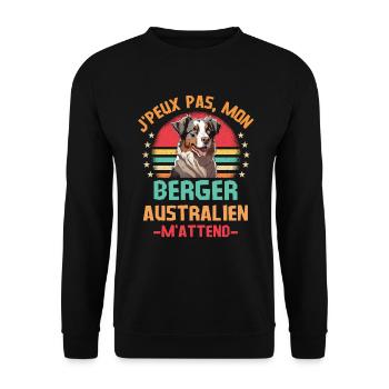 Humour chien de race berger australien - Sweat-shirt Unisexe - noir - Devant - Alina (178cm) & Michal (187cm)