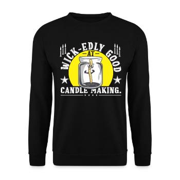 Extrêmement doué pour la fabrication de bougies. - Sweat-shirt Unisexe - noir - Devant - Alina (178cm) & Michal (187cm)