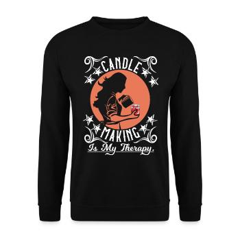 Kerzen machen ist meine Therapie. - Unisex Pullover - Schwarz - Vorne - Alina (178cm) & Michal (187cm)