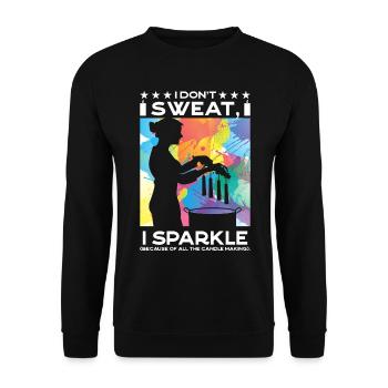 Ich funkle (wegen der vielen Kerzenherstellung). - Unisex Pullover - Schwarz - Vorne - Alina (178cm) & Michal (187cm)