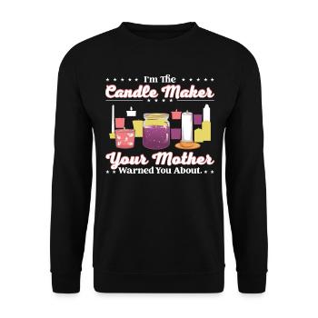 Ich bin der Kerzenmacher, vor dem dich deine Mutter gewarnt hat. - Unisex Pullover - Schwarz - Vorne - Alina (178cm) & Michal (187cm)