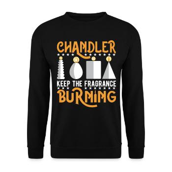 Chandler halten den Duft am Brennen - Unisex Pullover - Schwarz - Vorne - Alina (178cm) & Michal (187cm)