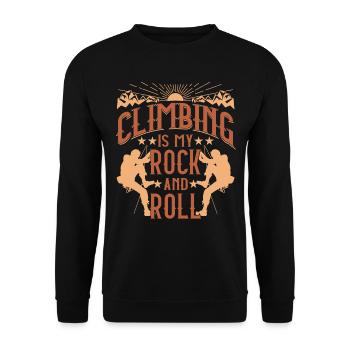 Klettern ist mein "Rock'n'Roll" - Unisex Pullover - Schwarz - Vorne - Alina (178cm) & Michal (187cm)
