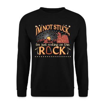 I'm not stuck, I'm just resting on this rock - Unisex Sweatshirt - black - Front - Alina (178cm) & Michal (187cm)