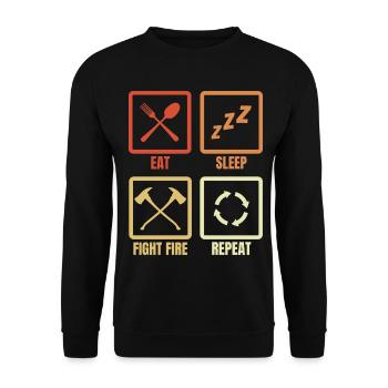 Manger, dormir, combattre le feu - Sweat-shirt Unisexe - noir - Devant - Alina (178cm) & Michal (187cm)