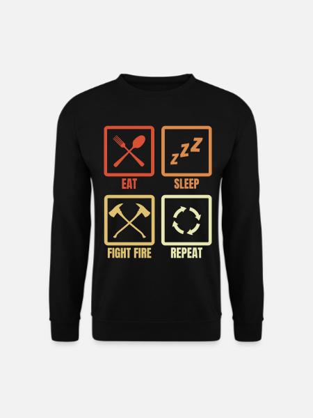 Essen Schlafen Feuer bekämpfen - Unisex Pullover - Schwarz