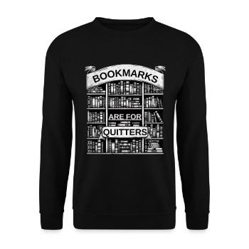 Bookshelf art with bookmarks is something for - Unisex Sweatshirt - black - Front - Alina (178cm) & Michal (187cm)