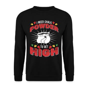 Ich brauche Kreidepulver, um high zu werden - Unisex Pullover - Schwarz - Vorne - Alina (178cm) & Michal (187cm)