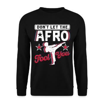 Lassen Sie sich nicht vom Afro täuschen - Unisex Pullover - Schwarz - Vorne - Alina (178cm) & Michal (187cm)