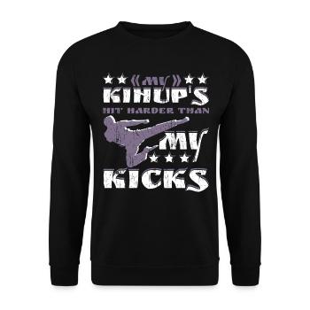 meine Kihup schlagen härter als meine Tritte - Unisex Pullover - Schwarz - Vorne - Alina (178cm) & Michal (187cm)