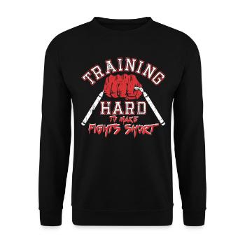 S’entraîner dur pour raccourcir les combats - Sweat-shirt Unisexe - noir - Devant - Alina (178cm) & Michal (187cm)