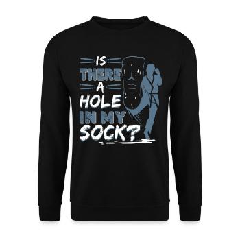Ist ein Loch in meiner Socke? - Unisex Pullover - Schwarz - Vorne - Alina (178cm) & Michal (187cm)