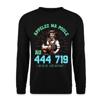 Appelez ma poule au Cat Cat Cat : C'est un oeuf ! - Sweat-shirt Unisexe - noir - Devant - Alina (178cm) & Michal (187cm)