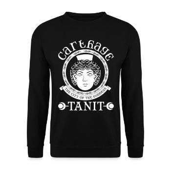 Karthago, die Stadt der Göttin Tanit - Unisex Pullover - Schwarz - Vorne - Alina (178cm) & Michal (187cm)