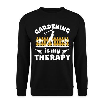 Gärtnern ist meine Therapie - Unisex Pullover - Schwarz - Vorne - Alina (178cm) & Michal (187cm)