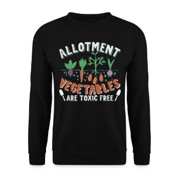 Kleingartengemüse ist giftfrei - Unisex Pullover - Schwarz - Vorne - Alina (178cm) & Michal (187cm)