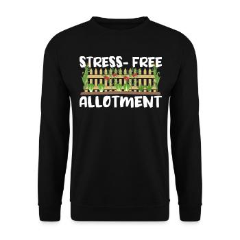 Stressfreier Schrebergarten - Unisex Pullover - Schwarz - Vorne - Alina (178cm) & Michal (187cm)