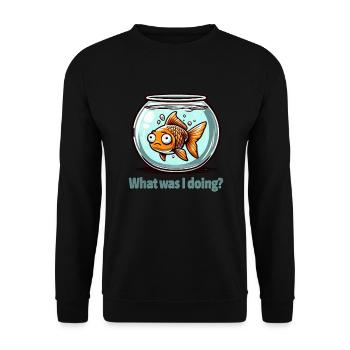 Qu’ai-je fait? - Réfléchir à la conception des poissons rouges - Sweat-shirt Unisexe - noir - Devant - Alina (178cm) & Michal (187cm)