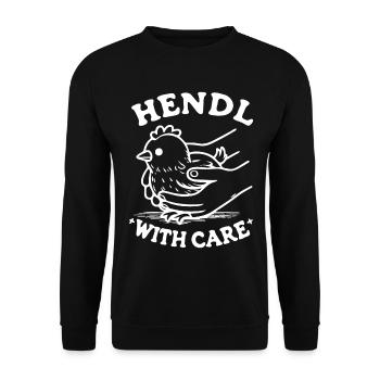 hendl with care hühner hühnerstall wortspiel - Unisex Pullover - Schwarz - Vorne - Alina (178cm) & Michal (187cm)