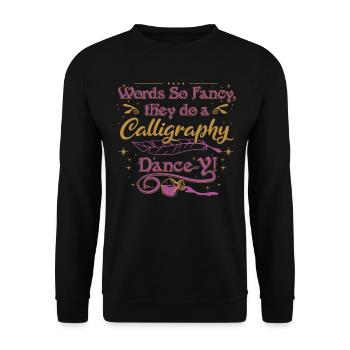 Des mots si fantaisistes qu’ils font une danse de calligraphie ! - Sweat-shirt Unisexe - noir - Devant - Alina (178cm) & Michal (187cm)
