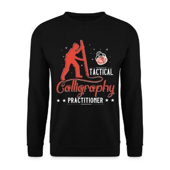 Taktischer Kalligraphie-Praktiker - Unisex Pullover - Schwarz - Vorne - Alina (178cm) & Michal (187cm)