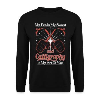 La plume est mon épée, et la calligraphie est mon art de la guerre. - Sweat-shirt Unisexe - noir - Devant - Alina (178cm) & Michal (187cm)