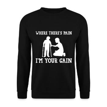 Gain de douleur - Physiothérapeute expérimenté - Sweat-shirt Unisexe - noir - Devant - Alina (178cm) & Michal (187cm)