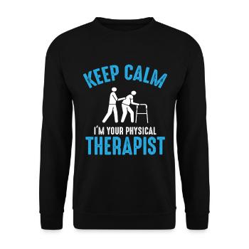 Stay calm, your therapist is there – Expert - Unisex Sweatshirt - black - Front - Alina (178cm) & Michal (187cm)