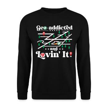 Geo-addicted and lovin' it! - Unisex Sweatshirt - black - Front - Alina (178cm) & Michal (187cm)