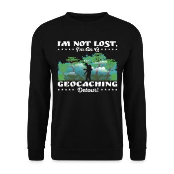 Ich habe mich nicht verlaufen, ich bin auf einem Geocaching-Umweg! - Unisex Pullover - Schwarz - Vorne - Alina (178cm) & Michal (187cm)