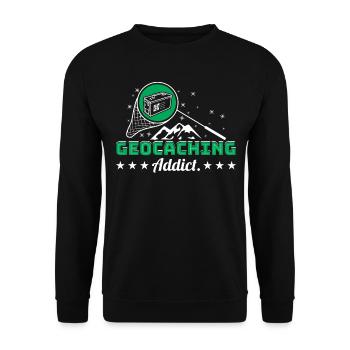 Geocaching-Süchtiger - Unisex Pullover - Schwarz - Vorne - Alina (178cm) & Michal (187cm)