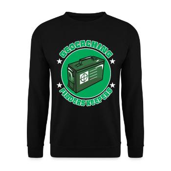 Geocaching Finder Hüter - Unisex Pullover - Schwarz - Vorne - Alina (178cm) & Michal (187cm)