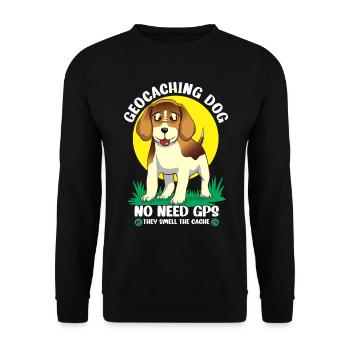 Geocaching dog no need GPS they smell the cache - Unisex Sweatshirt - black - Front - Alina (178cm) & Michal (187cm)