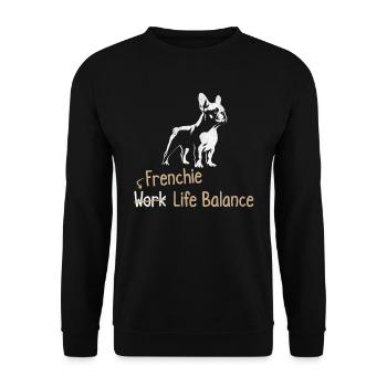 Frenchie Work Life Balance – Lovers of - Unisex Sweatshirt - black - Front - Alina (178cm) & Michal (187cm)
