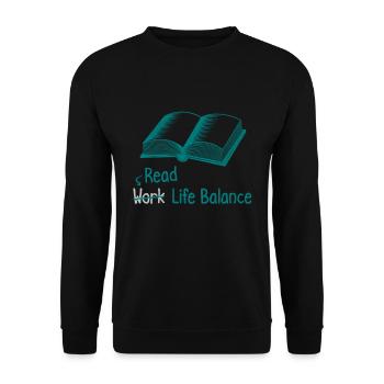 Lire l’équilibre entre vie professionnelle et vie privée - Bookworm Book Reading - Sweat-shirt Unisexe - noir - Devant - Alina (178cm) & Michal (187cm)