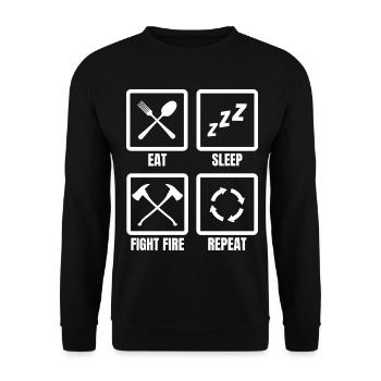 Eat Sleep Fight Fire Repeat - Unisex Sweatshirt - black - Front - Alina (178cm) & Michal (187cm)