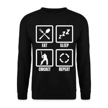Eat Sleep Cricket Repeat - Unisex Sweatshirt - black - Front - Alina (178cm) & Michal (187cm)